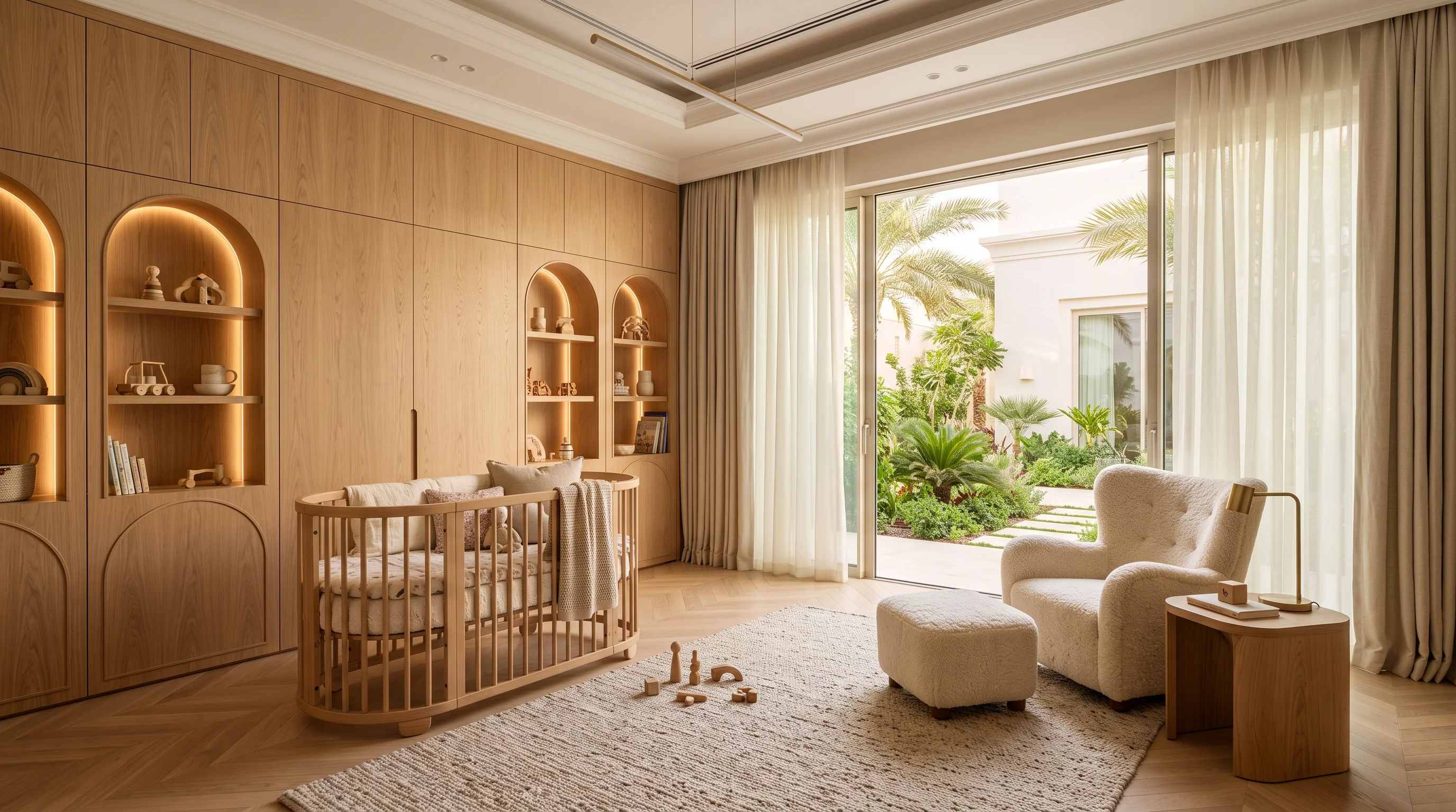Classical warm plaster nursery in Al Waab family villa